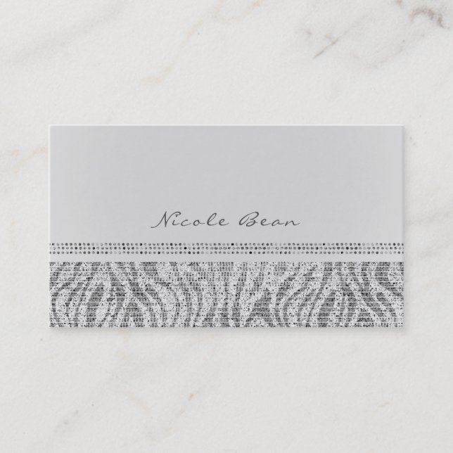 Vit Zebra Glitterpaillettes Glam Chic Modern Visitkort (Framsida)