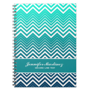 Vit Zigzag Chevron och blå Grönt Bakgrund Anteckningsbok