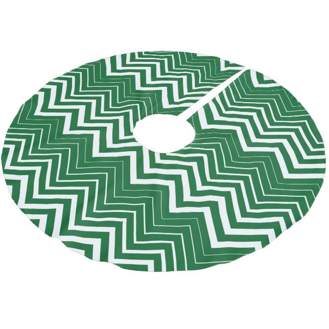 Vit Zigzag Chevron över Gröntens bakgrund Julgransmatta Borstad Polyester (Vinklad)