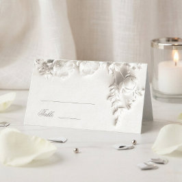 Vita 3D blommor bröllop Placeringskort
