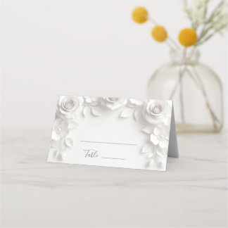 Vita 3D blommor välvd bröllop Placeringskort