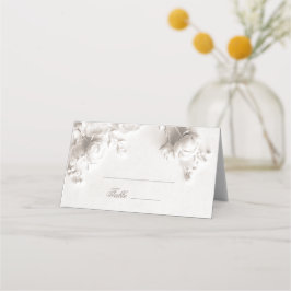 Vita 3D blommor välvd bröllop Placeringskort