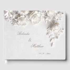 Vita 3D blomsterrosor | Bröllop Gästböcker
