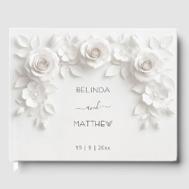Vita 3D blomsterrosor | Bröllop Gästböcker