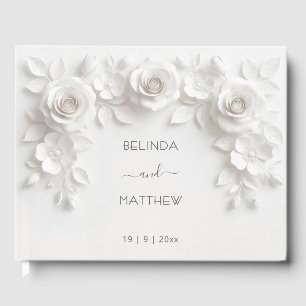 Vita 3D blomsterrosor Bröllop Gästböcker