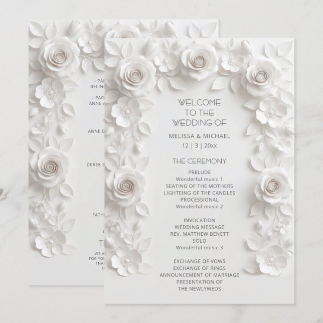 Vita 3D rosor blomsterbåge Program (Fram/baksida)