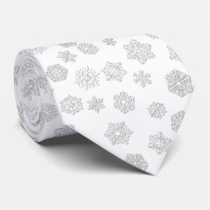 Vita 3D-snöflingor på vit bakgrund Slips