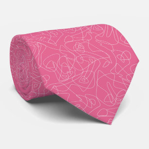 Vita abstrakta klotter på rosa bakgrund slips