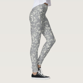 Vita abstrakta på grå leggings