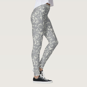 Vita abstrakta på grå leggings