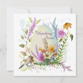 Vita ägg litet fågel färggliga blommor blom-  inbjudningar