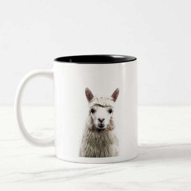 Vita Alpaca Två-Tonad Mugg (Vänster)