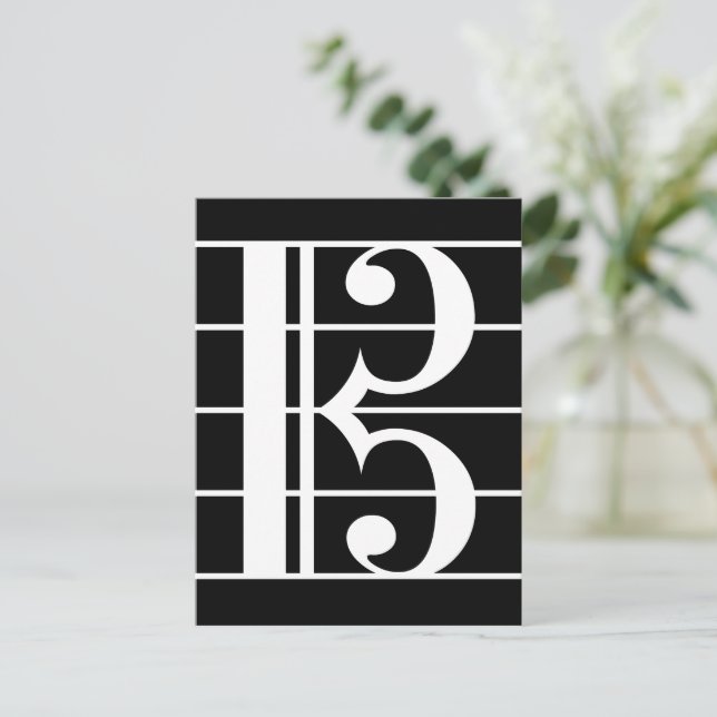 Vita Alto-nyckel C-nyckel Viola Musik på svart Vykort (Stående Fram)