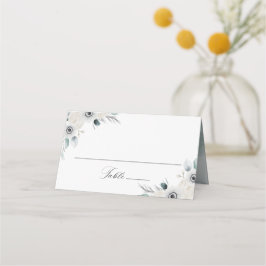 Vita Anemoner och Ro Personlig Bröllop Placeringskort