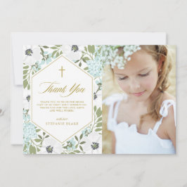 Vita Anemones Blue Blommigt First Communion Photo Tack Kort