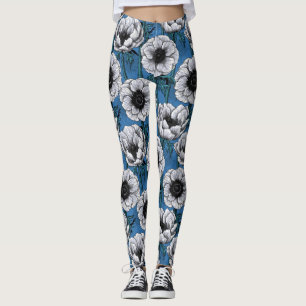 Vita anemonträdgård leggings