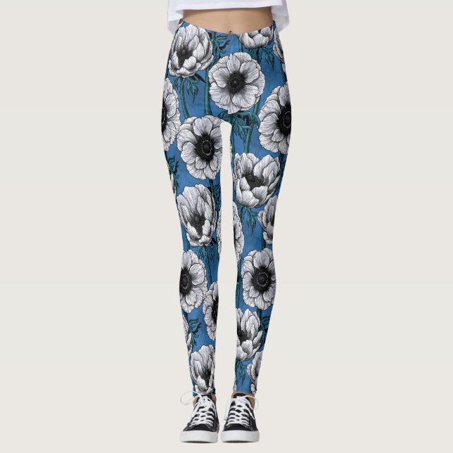 Vita anemonträdgård leggings (Framsida)