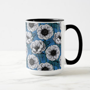 Vita anemonträdgård mugg