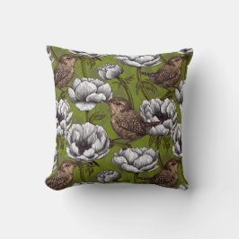 Vita anemonträdgården kudde