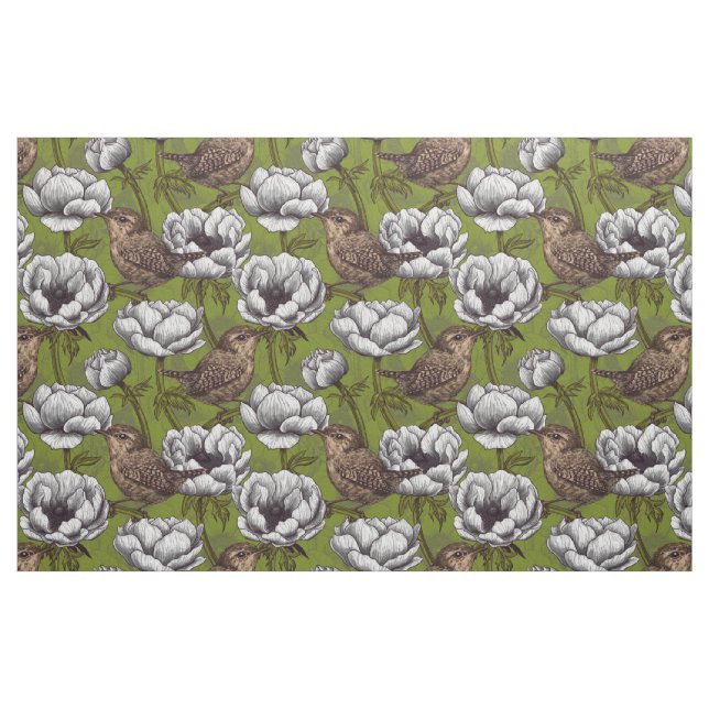 Vita anemonträdgården tyg (Fat Quarter)