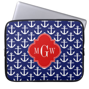 Vita ankare, blå, röd 3 första Monogram Laptop Sleeve