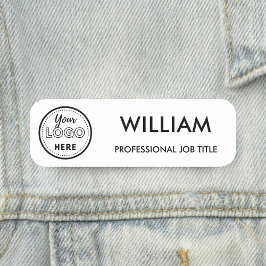 Vita anställda med minimalistisk Logotyp Namnbricka