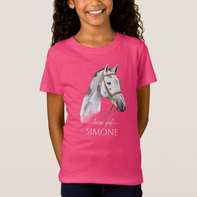 Vita Appaloosa häst porträtt cowgirl equestrian T Shirt (Framsida)