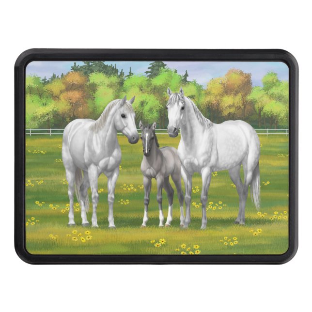 Vita äpple-Grått-kvartshästar på sommaren Dragkroksskydd (Framsidan)