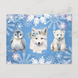 Vita arktiska djur semesterkort helg vykort