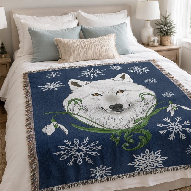 Vita Arktiska Varg Snödroppsblommor Filt (Skapare uppladdad)