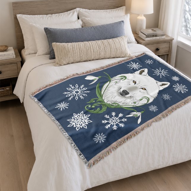 Vita Arktiska Varg Snödroppsblommor Filt (Skapare uppladdad)