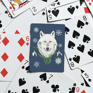 Vita arktiska Vargen Blommor Casinokort