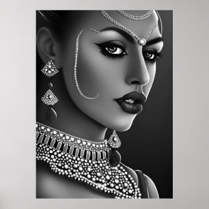 Vita asiatiska svarta vita pärlor poster