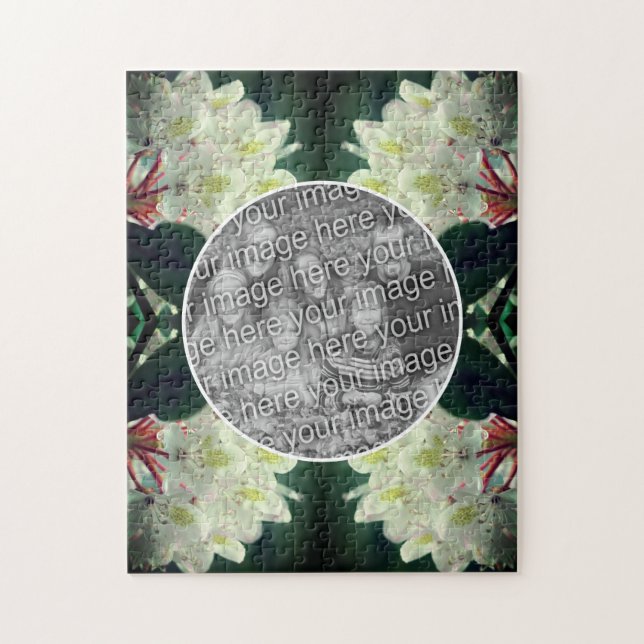 Vita Azalea Flowers Ram Lägg till ditt foto Pussel (Vertikal)