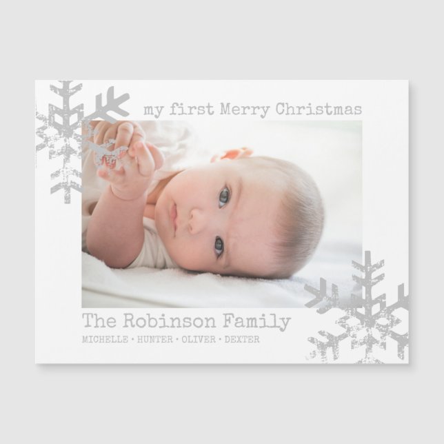 Vita Baby 1:a julfoto Snöflingor (Framsida)
