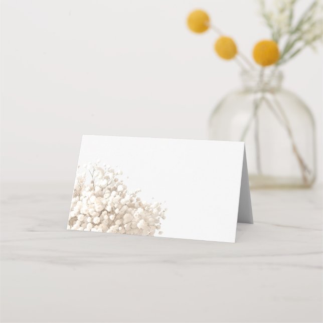 vita baby's breath-blommor placeringskort (Framsida)