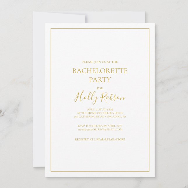 Vita Bachelorette-partiet i Elegant Inbjudningar (Framsida)