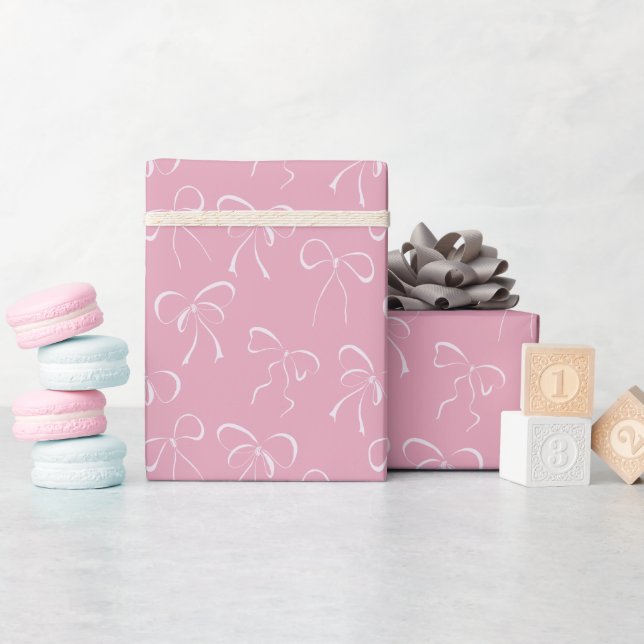 Vita bågar Sömlöst mönster Rosa Presentpapper (Baby Shower)
