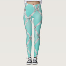 Vita bågar turkos Robins äggblå Leggings