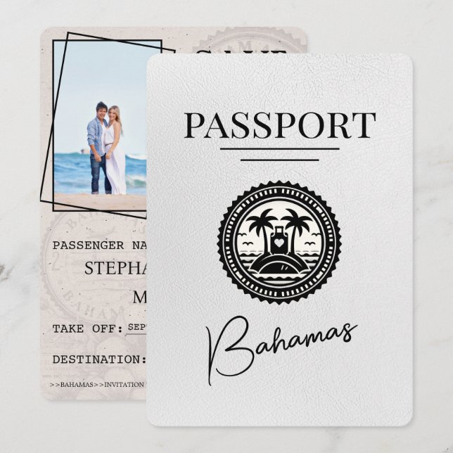 Vita Bahamas-pass Spara datum Datumet (Fram/baksida)