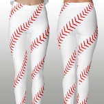 Vita baljväxter för kvinnor (baskiska) leggings<br><div class="desc">Ett unikt par balar för baseball fläkt! Stora och mycket detaljerade röda sömmar som går diagonalt uppifrån och grund och skapar sömlösa mönster som fångar öga. De ser underbara ut som en del av en spelutrustning för baseball mammor,  flickvänner och andra fläkt!</div>