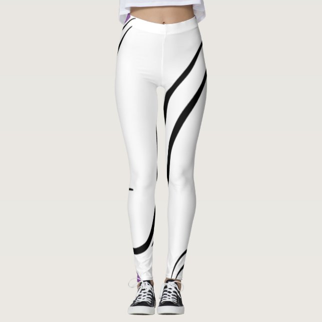 Vita baljväxter med böjd utmattning - Geometriskt  Leggings (Framsida)