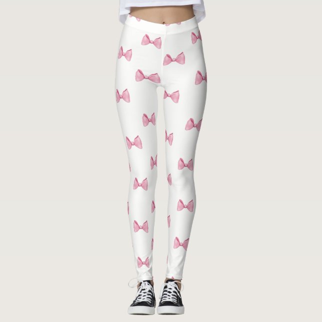 Vita baljväxter med Rosa Bows Leggings (Framsida)