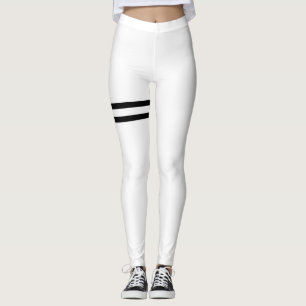 Vita baljväxter med svart Linjer Leggings