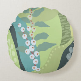 Vita bär med blandade Gröntar Färg blockerar moder Rund Kudde