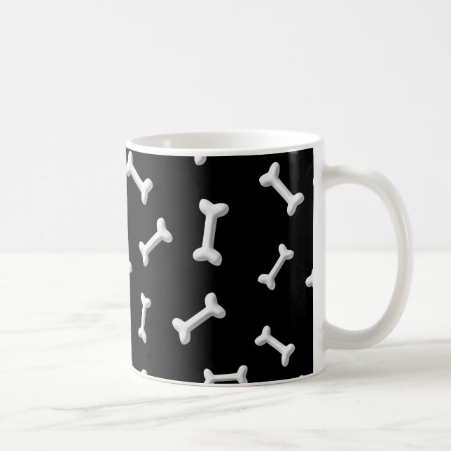 Vita ben på svart bakgrund, Anpassningsbar Kaffemugg (Höger)