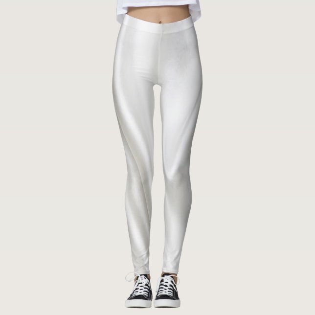 Vita beniggar av satatin leggings (Framsida)