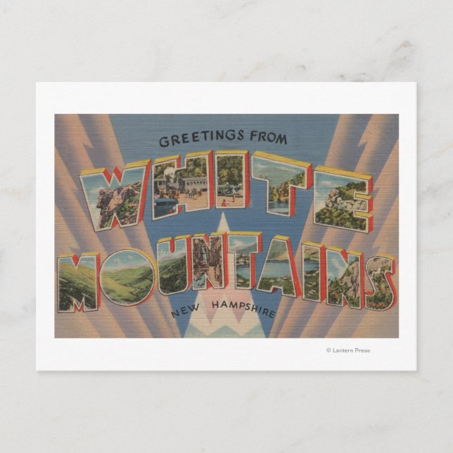 Vita berg, New Hampshire 2 Vykort (Framsida)