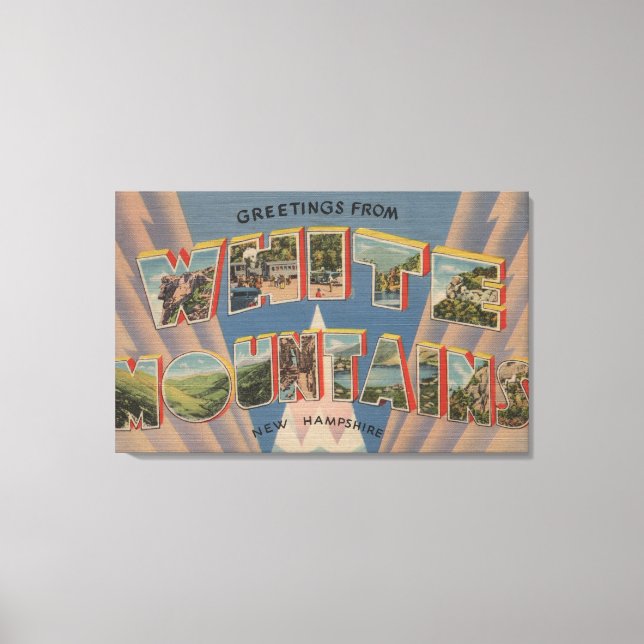 Vita berg, New Hampshire 3 Canvastryck (Framsida)