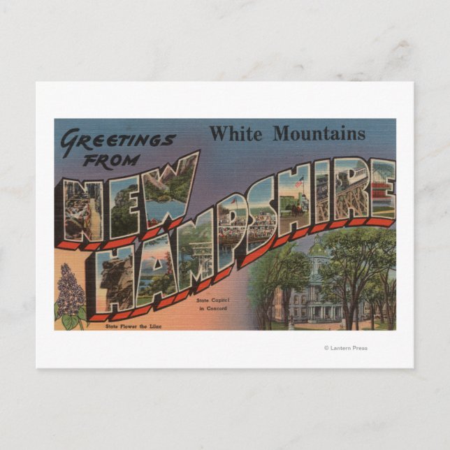 Vita berg, New Hampshire 3 Vykort (Framsida)